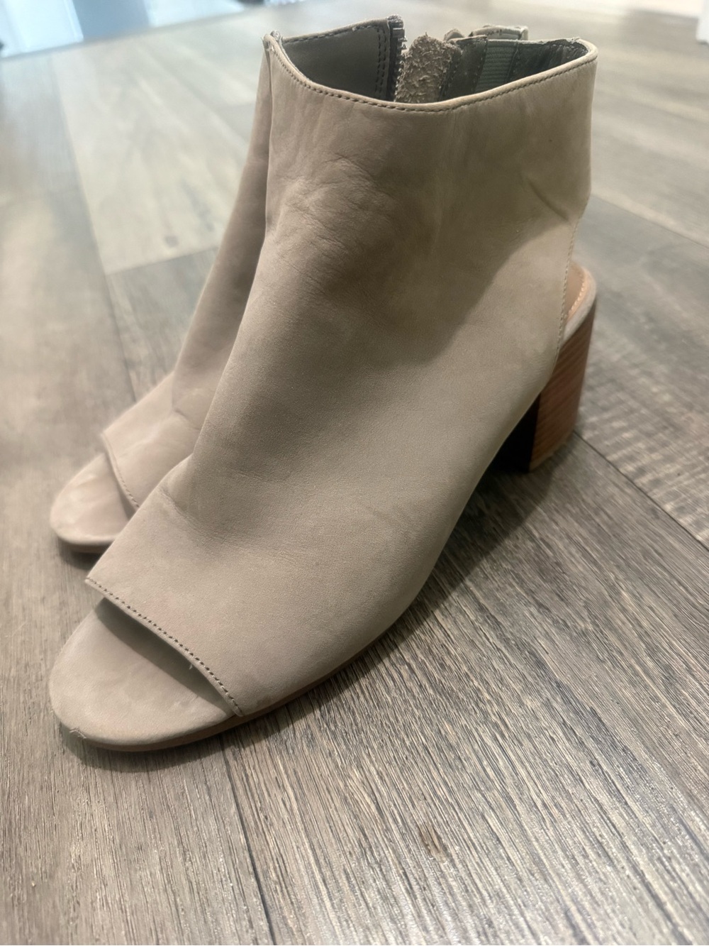 Steve Madden Taupe Open-Toe Block Heel Mules